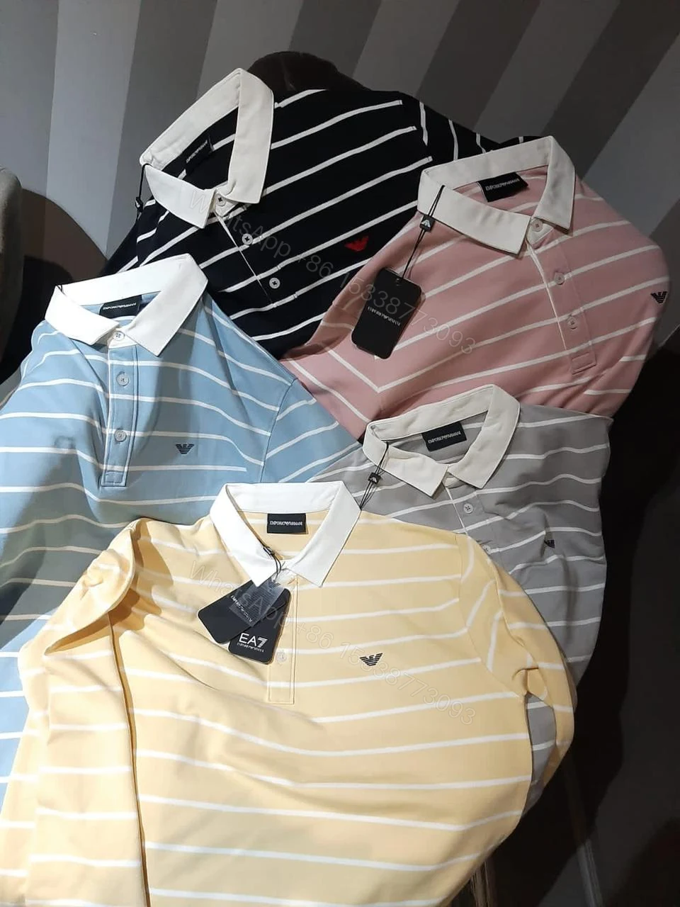 View 2 of First Copy Armani Superior Full Sleeves Cotton Lycra Rugby Polos
