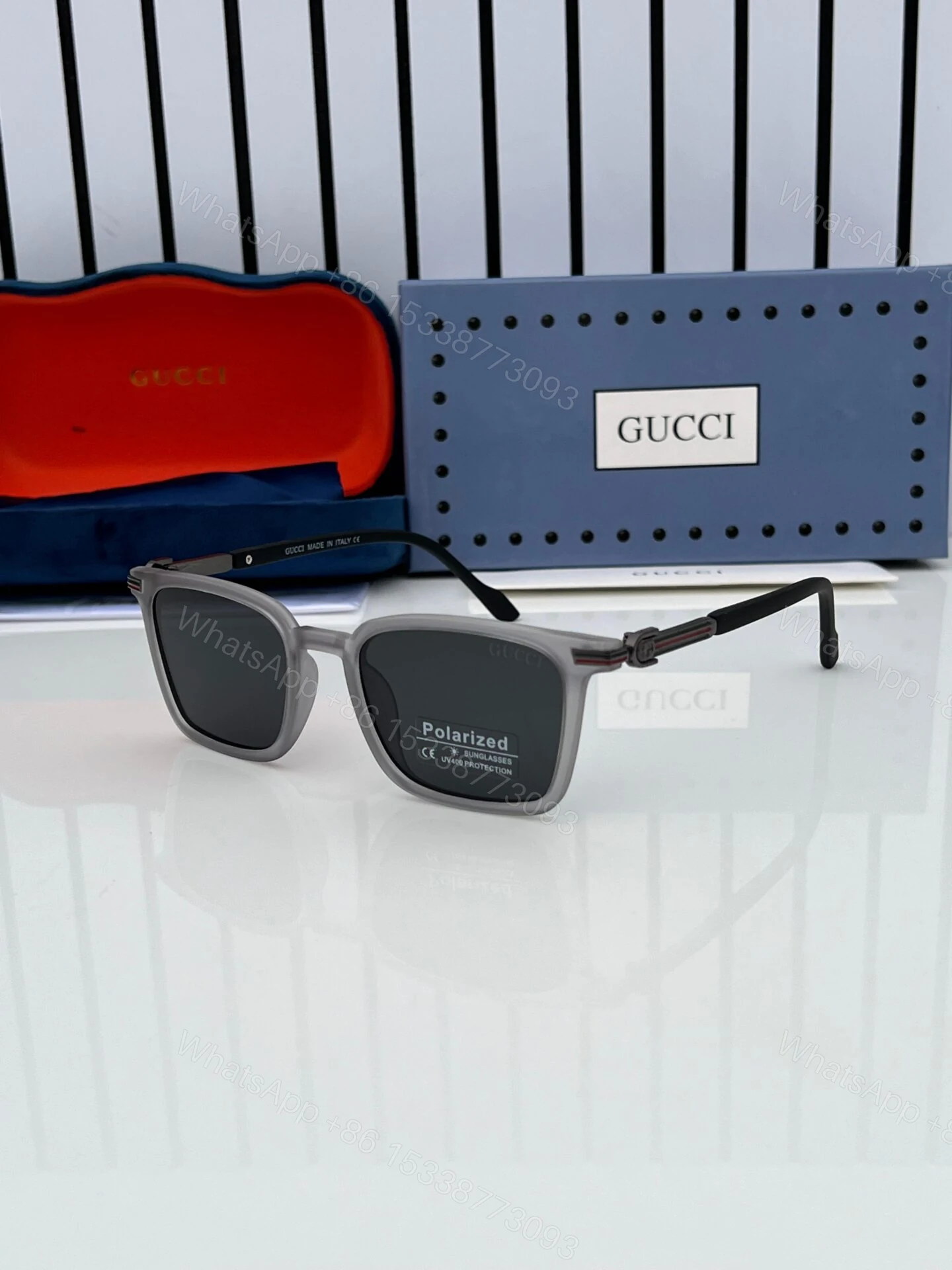 Gucci Square Sunglasses Gray Polarized — view 1