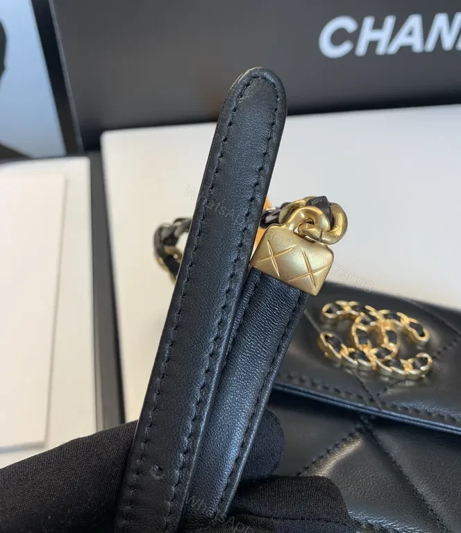 View 9 of Chic Quilted Leather Crossbody Bag with Gold Hardware