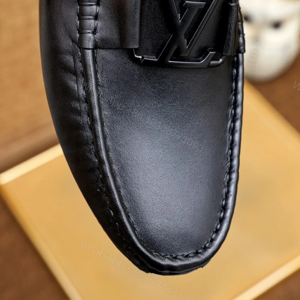 View 7 of Louis Vuitton Loafer Matte Leather With LV Logo In Black