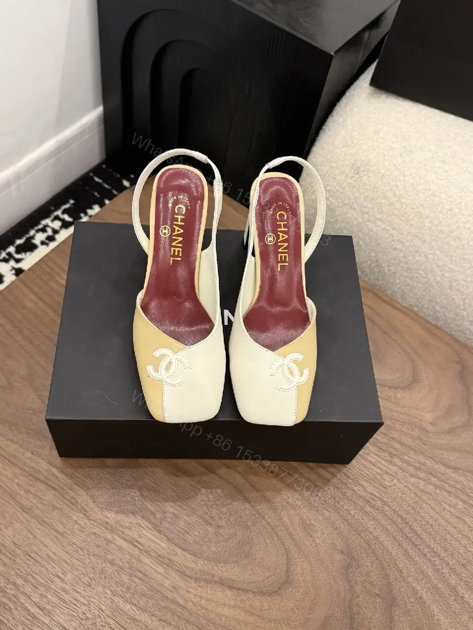 View 10 of Two-Tone Slingbacks: Luxe Leather, Sculpted Heel, Pointed Toe