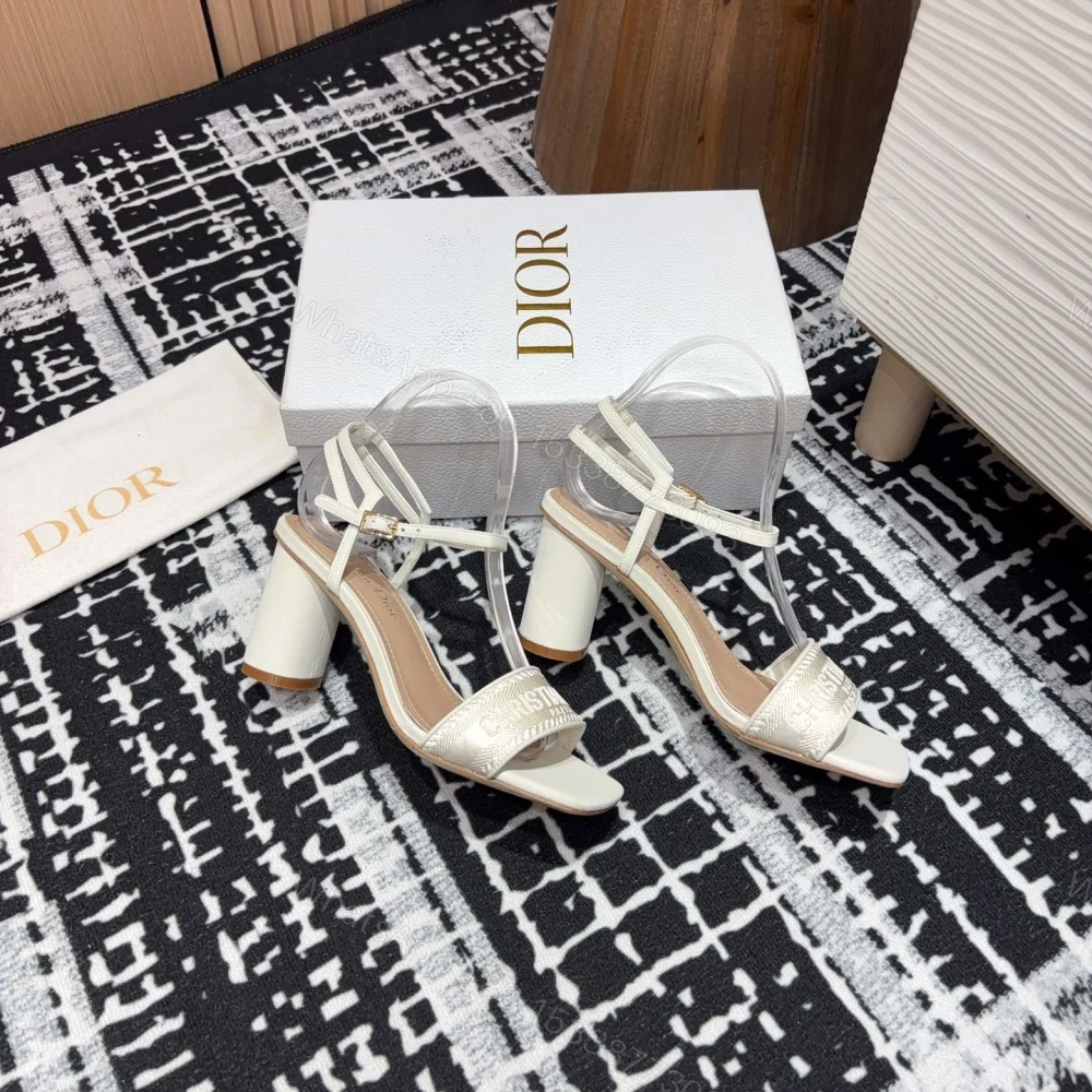 View 3 of 高仿Dior*Dway系列KDQ853一字高跟刺繡涼鞋金色免檢版