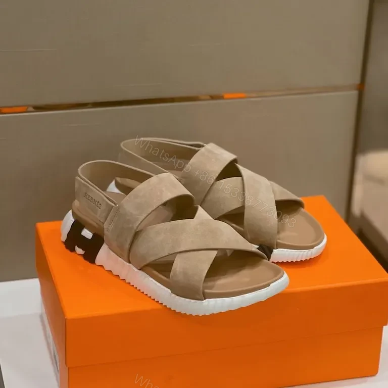 View 4 of Beige Suede Platform Sandals â€“ Geometric Sole, Modern Edge
