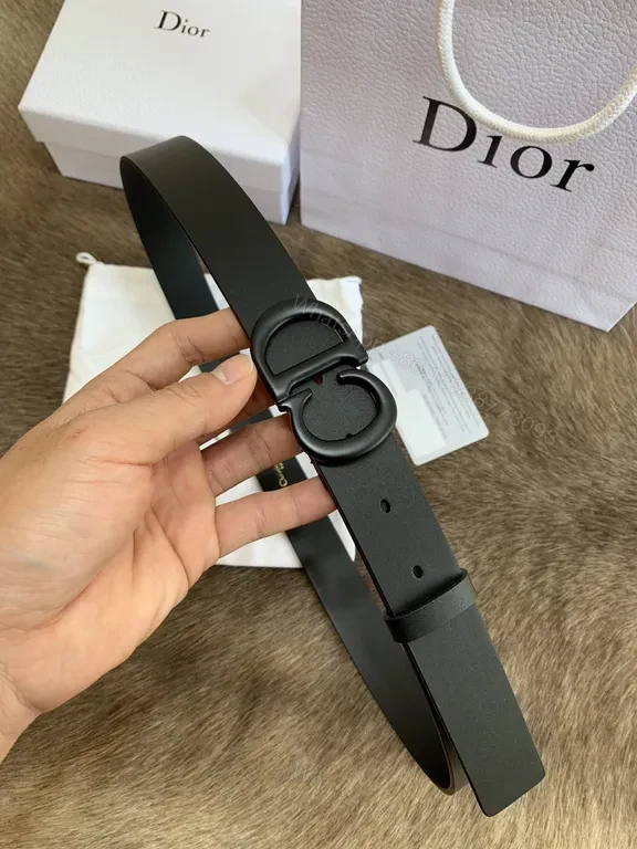 View 5 of Refined Black Leather Belt with Dior Interlock Buckle