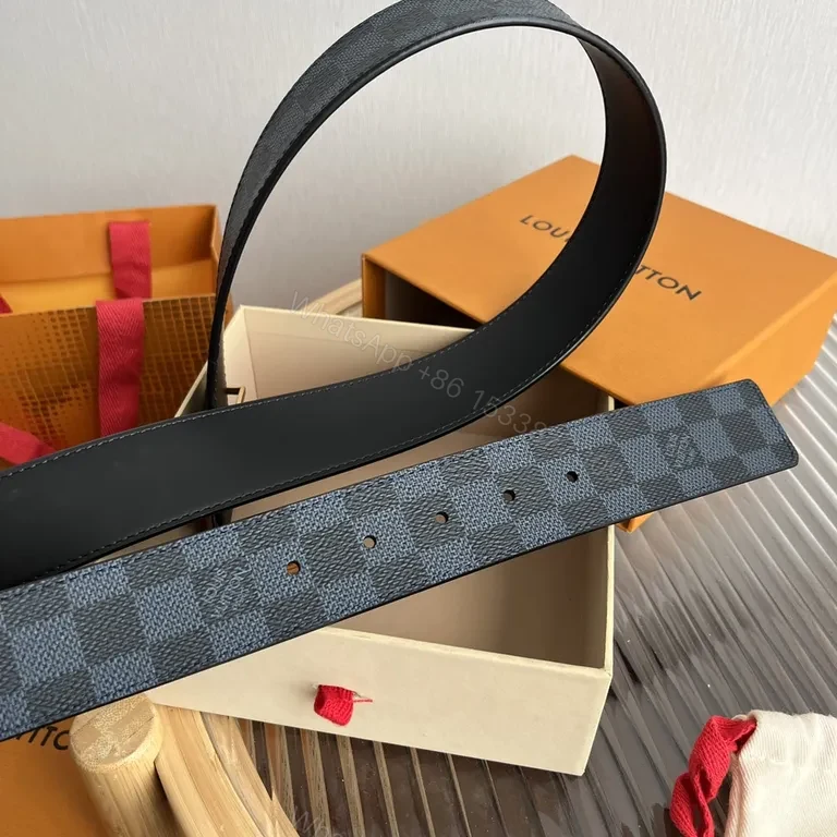View 9 of Bold LV Checker Belt: Lux Durable Everyday Accessory
