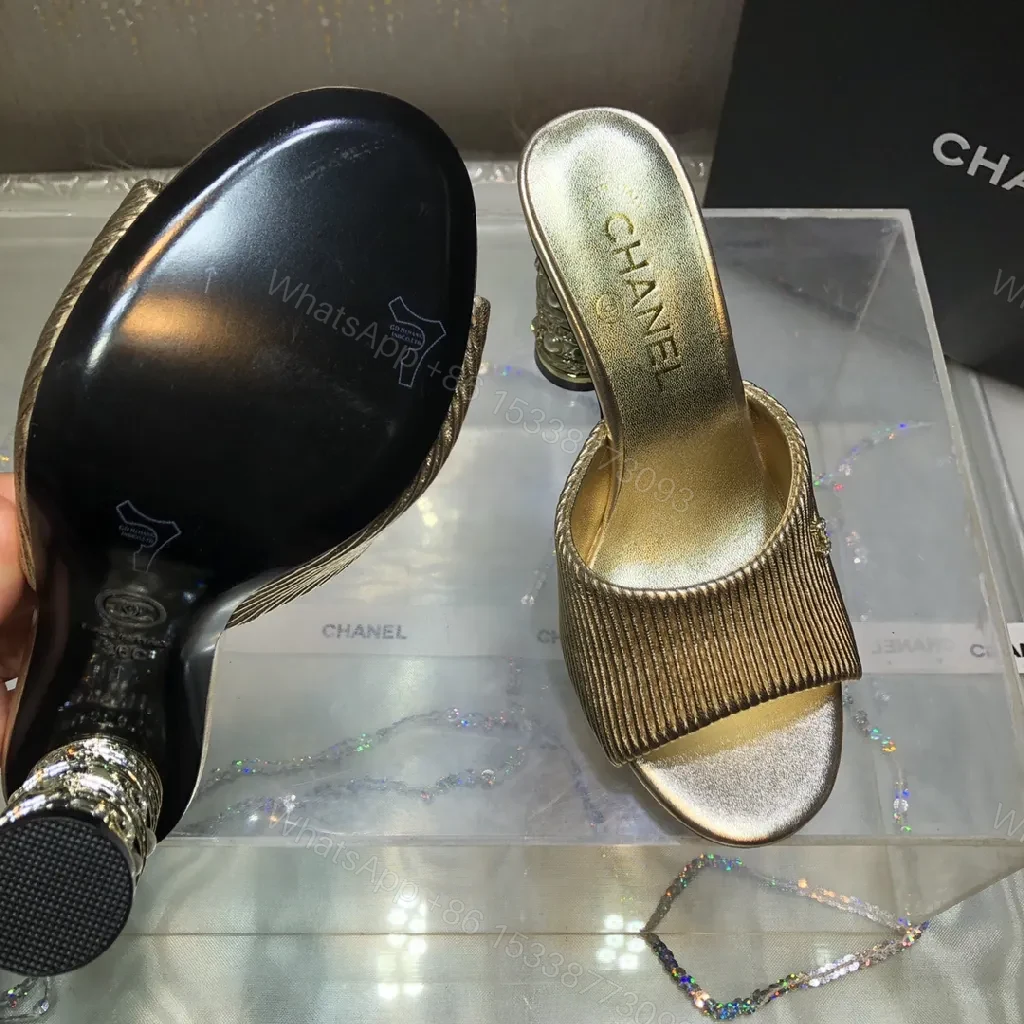 View 2 of Glam Metallic Slip-Ons: Sculpted Heel Luxury Mules