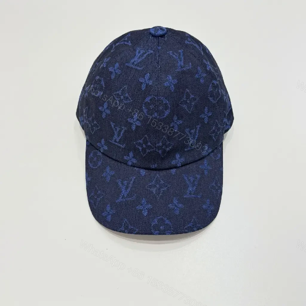 View 7 of Dark Navy LV Embroidered Monogram Logo Baseball Cap