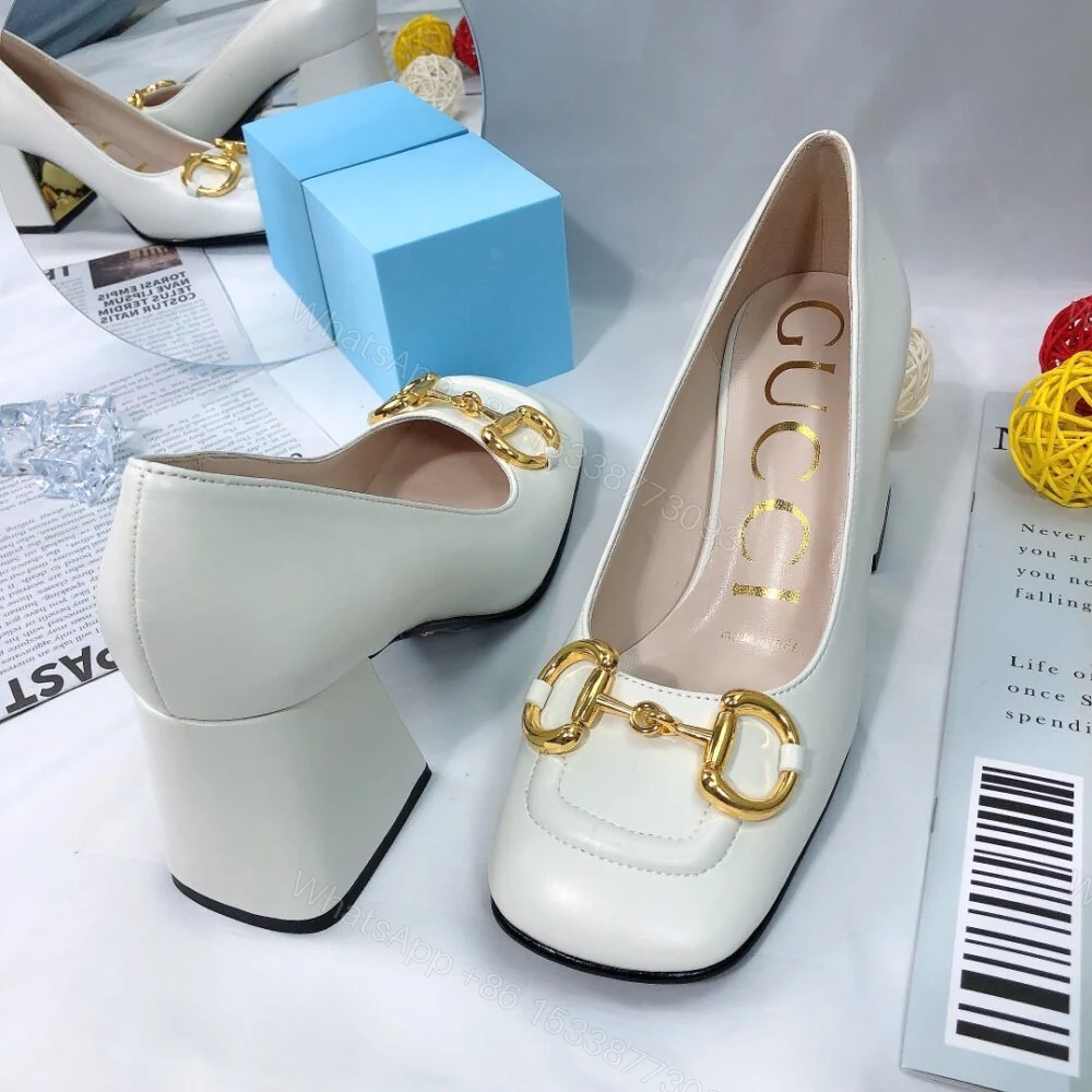 View 4 of Gucci Women’S Mid Heel Pump With Horsebit White