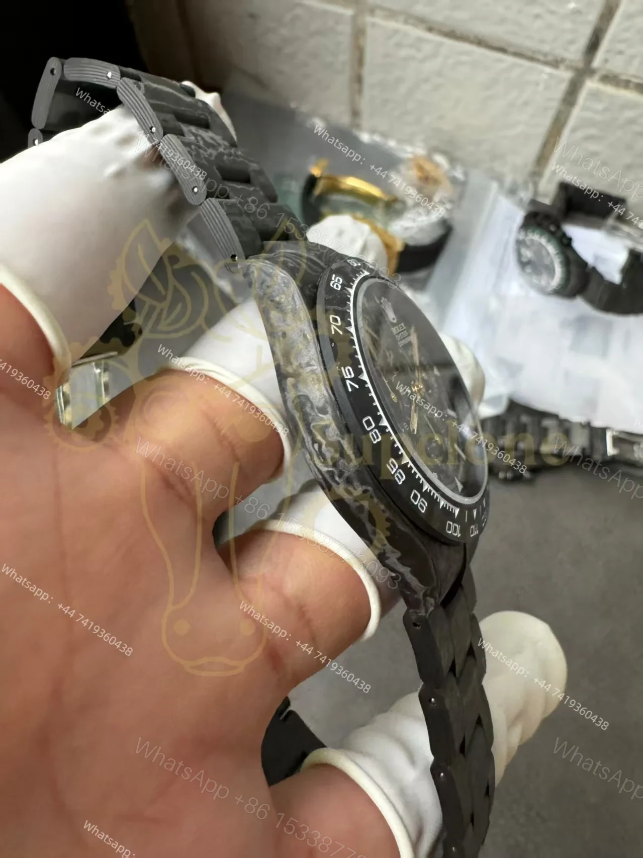 View 11 of Rolex Super Clone Carbon Fiber Daytona Skeleton Black & White Bezel Carbon Bracelet