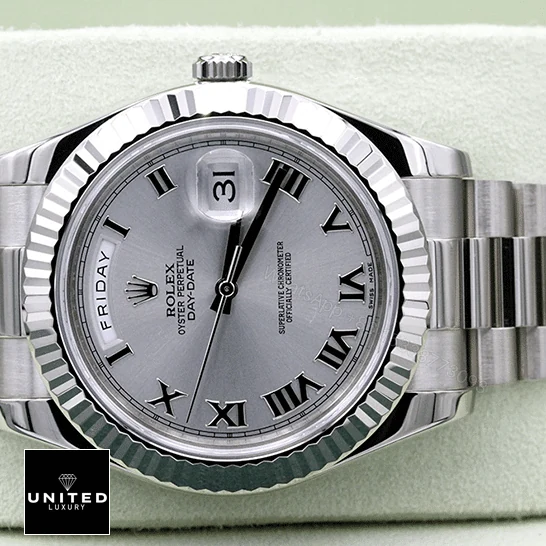 View 12 of Rolex Day-Date 218239-0041 V6 White Roman Dial Replica
