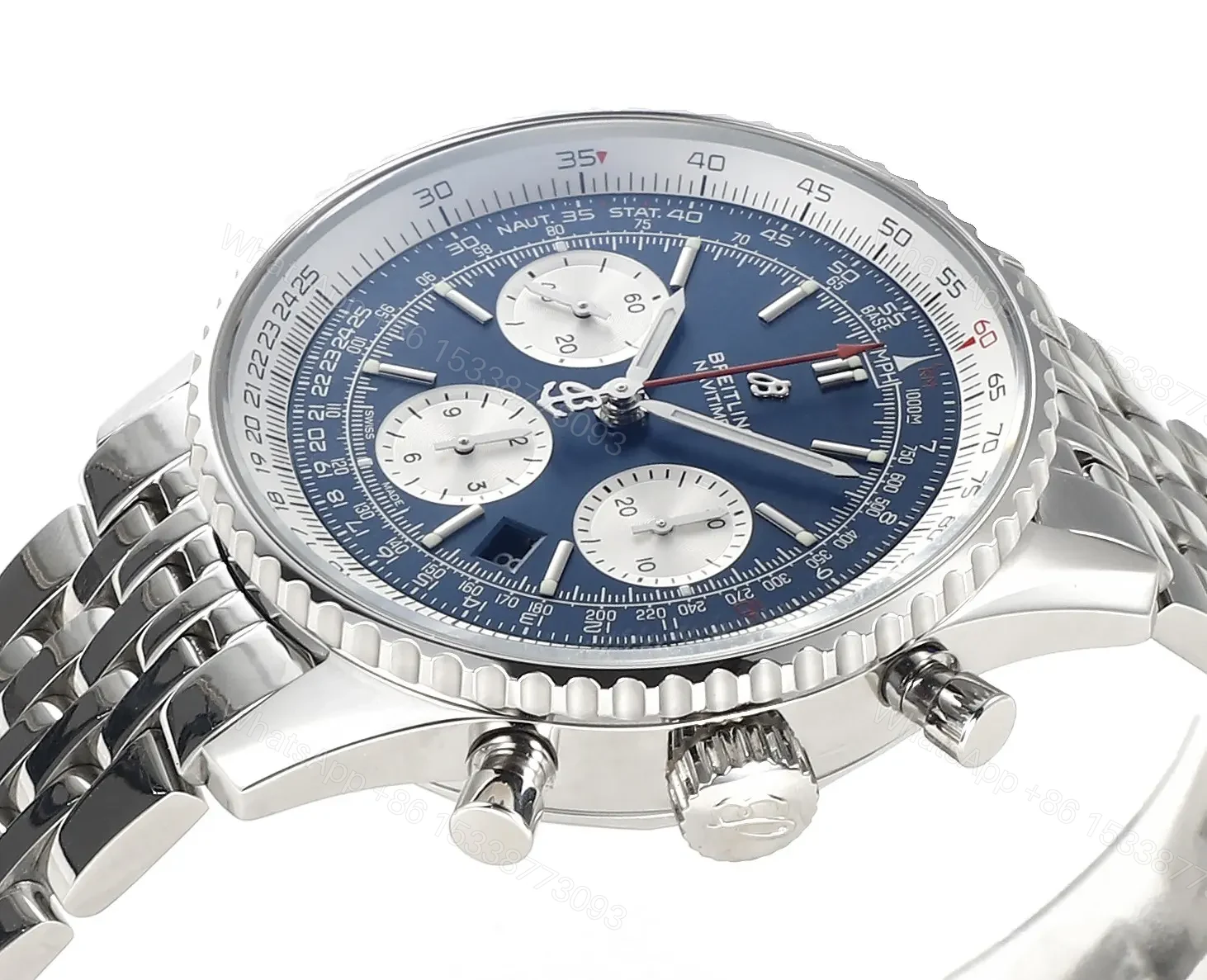 View 5 of Breitling Navitimer 1 B01 Chronograph – Blue Dial, Stainless Steel Bracelet, 43mm Case, Updated B01 Movement