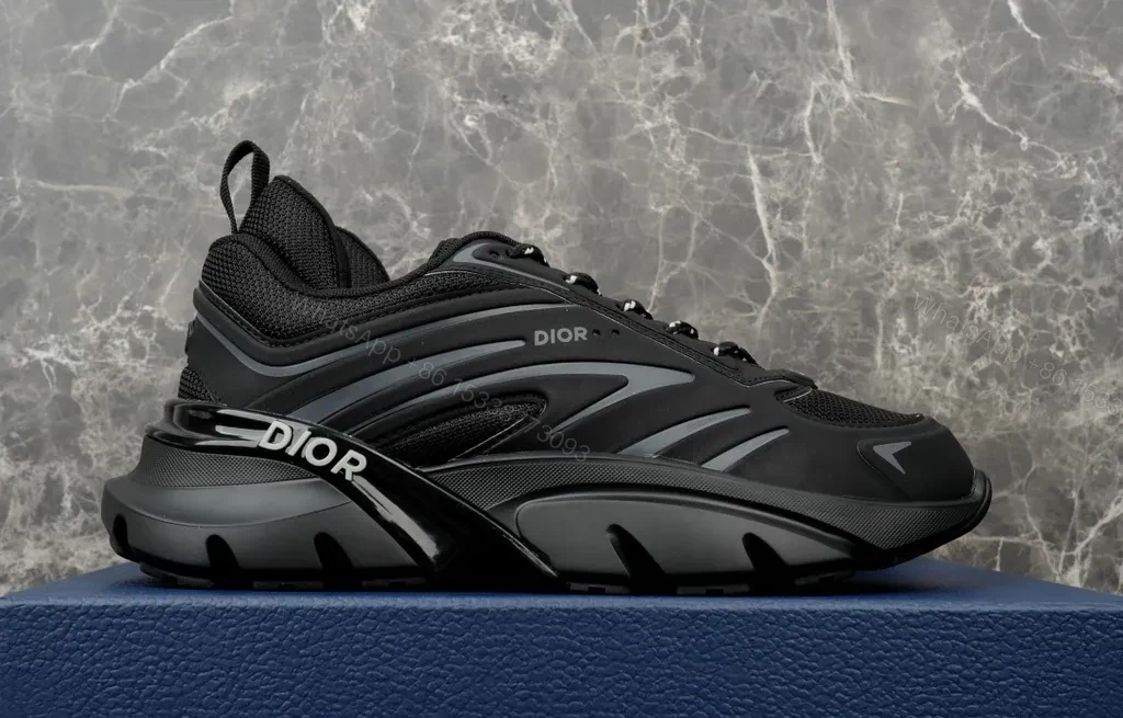 View 6 of Bold Dior-Influenced Sneakers: Luxe All-Black, Sculpted Comfort