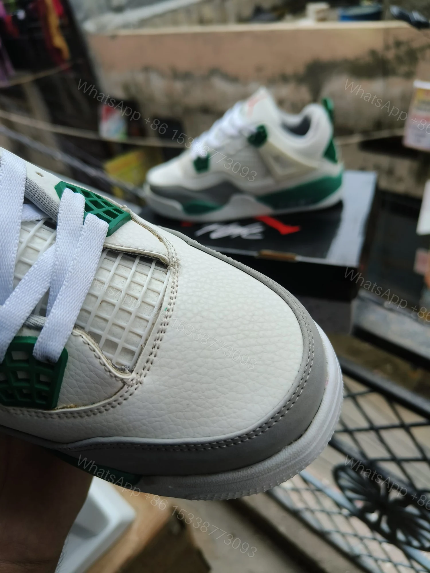 View 8 of BUY FIRST COPY NIKE JORDAN 4 PINE GREEN SNEAKERS