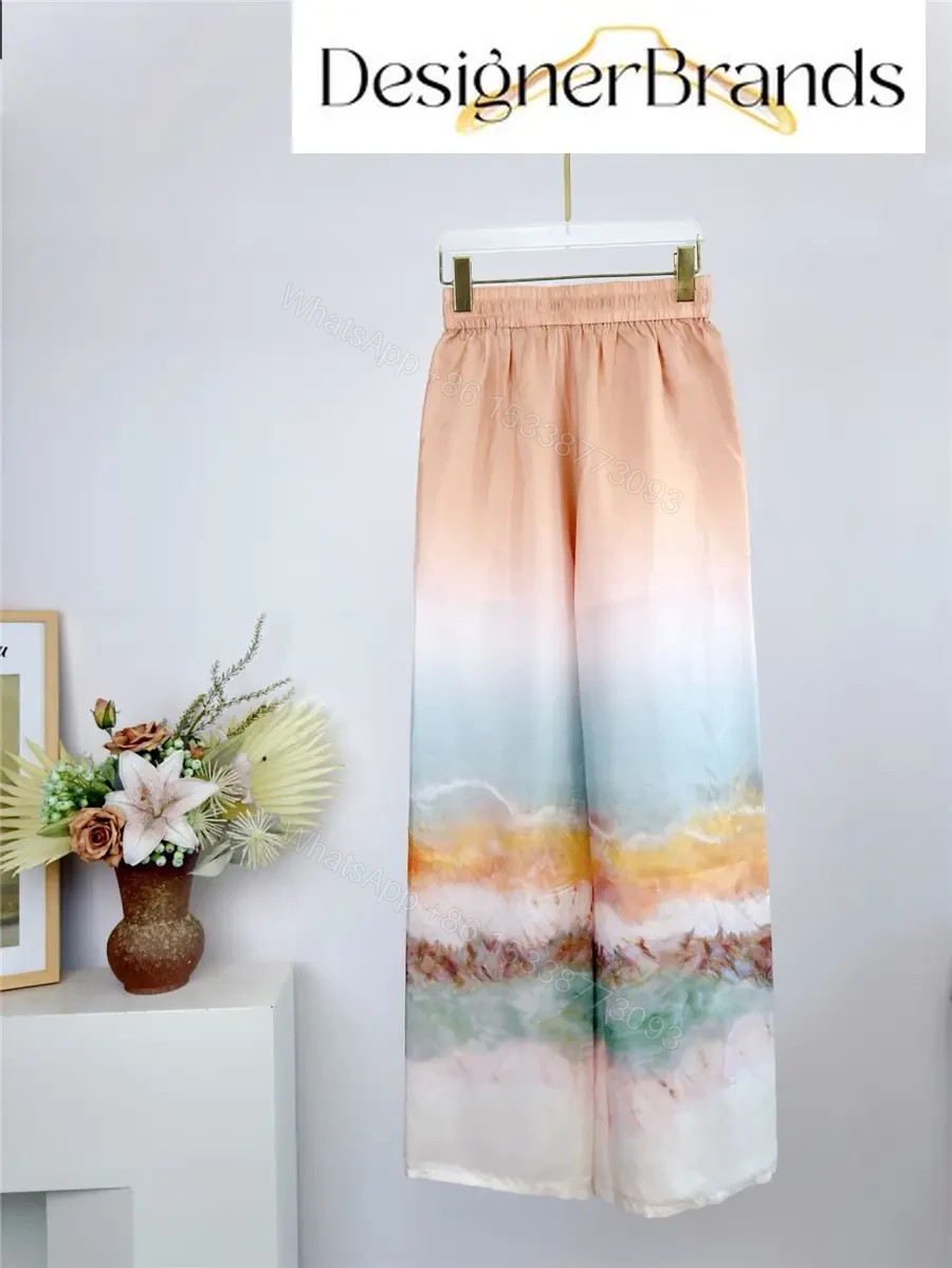 View 2 of Zimmermann Daylight Silk Tie-Dye Wide-Leg Pants