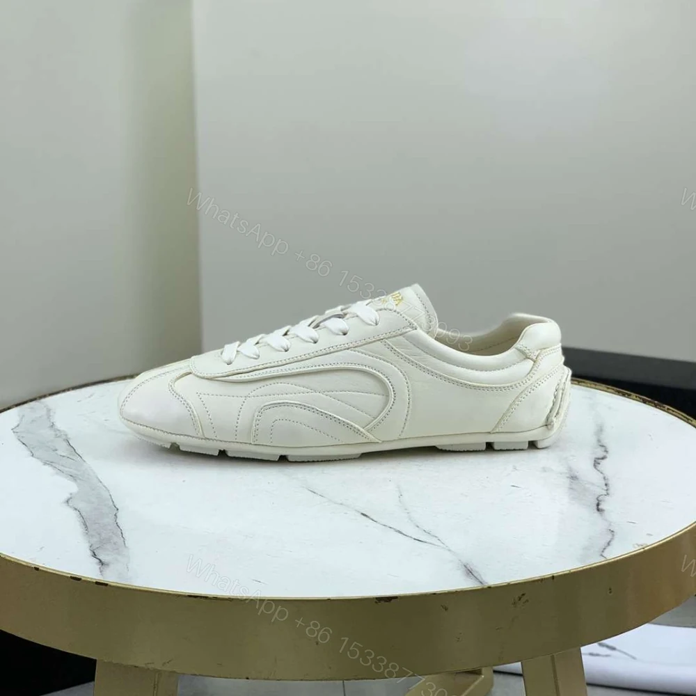 View 5 of Prada Montecarlo Re Edition 2005 Antiqued Nappa Leather Sneakers Chalk White