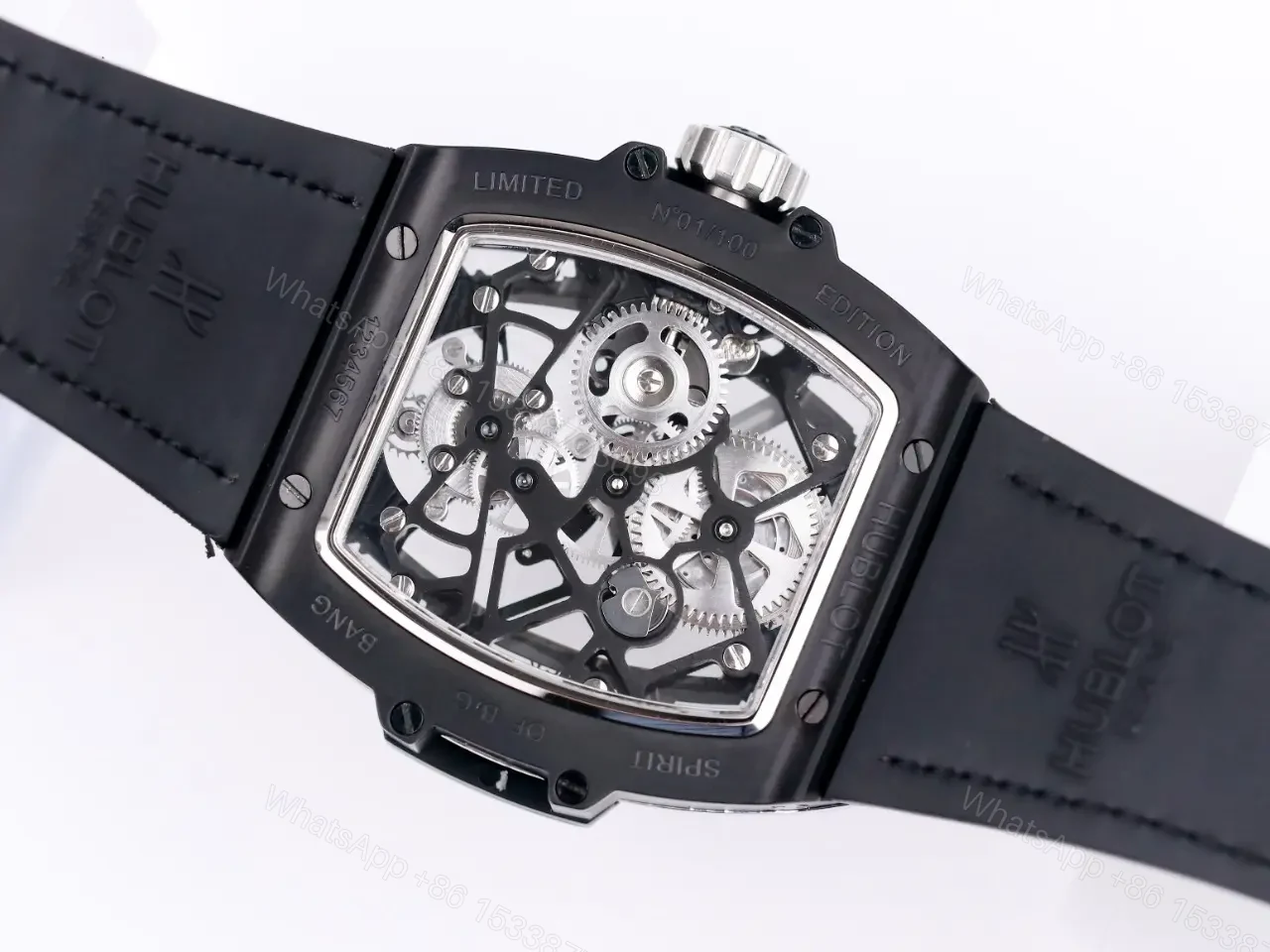View 4 of Hublot Masterpiece Series 906 Tourbillon Watch Custom HUB 9006 Manual Wind Movement 18K Rose Gold/Platinum Plated Stainless Steel Case