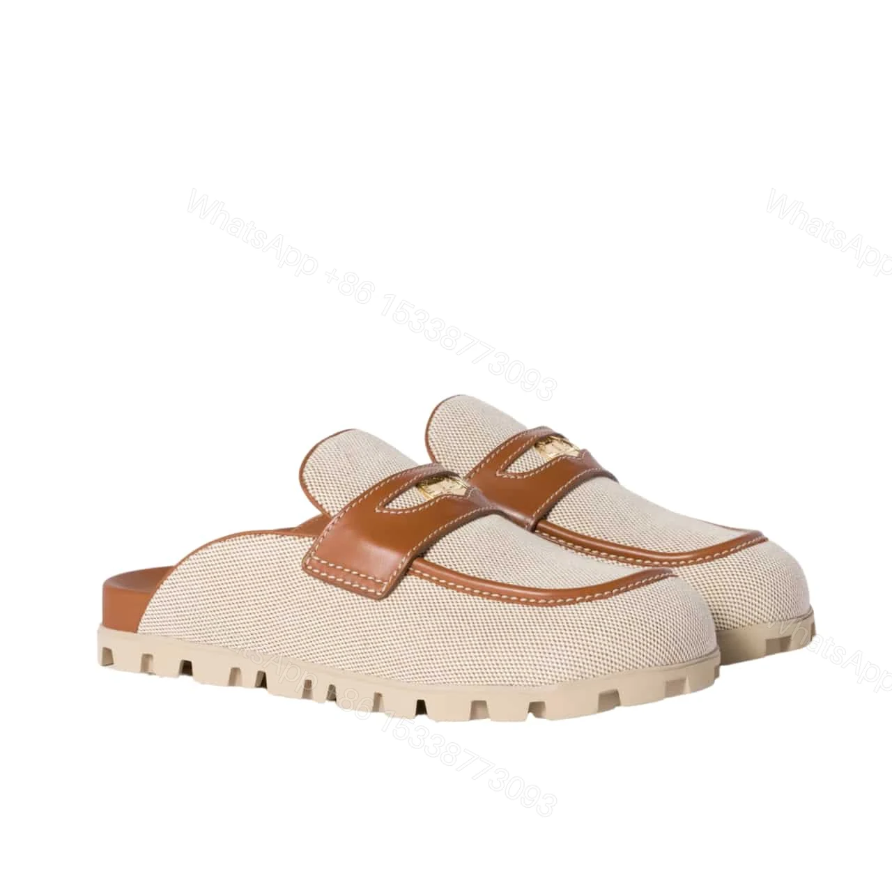 MIUMIU CANVAS AND MULES BEIGE — view 1