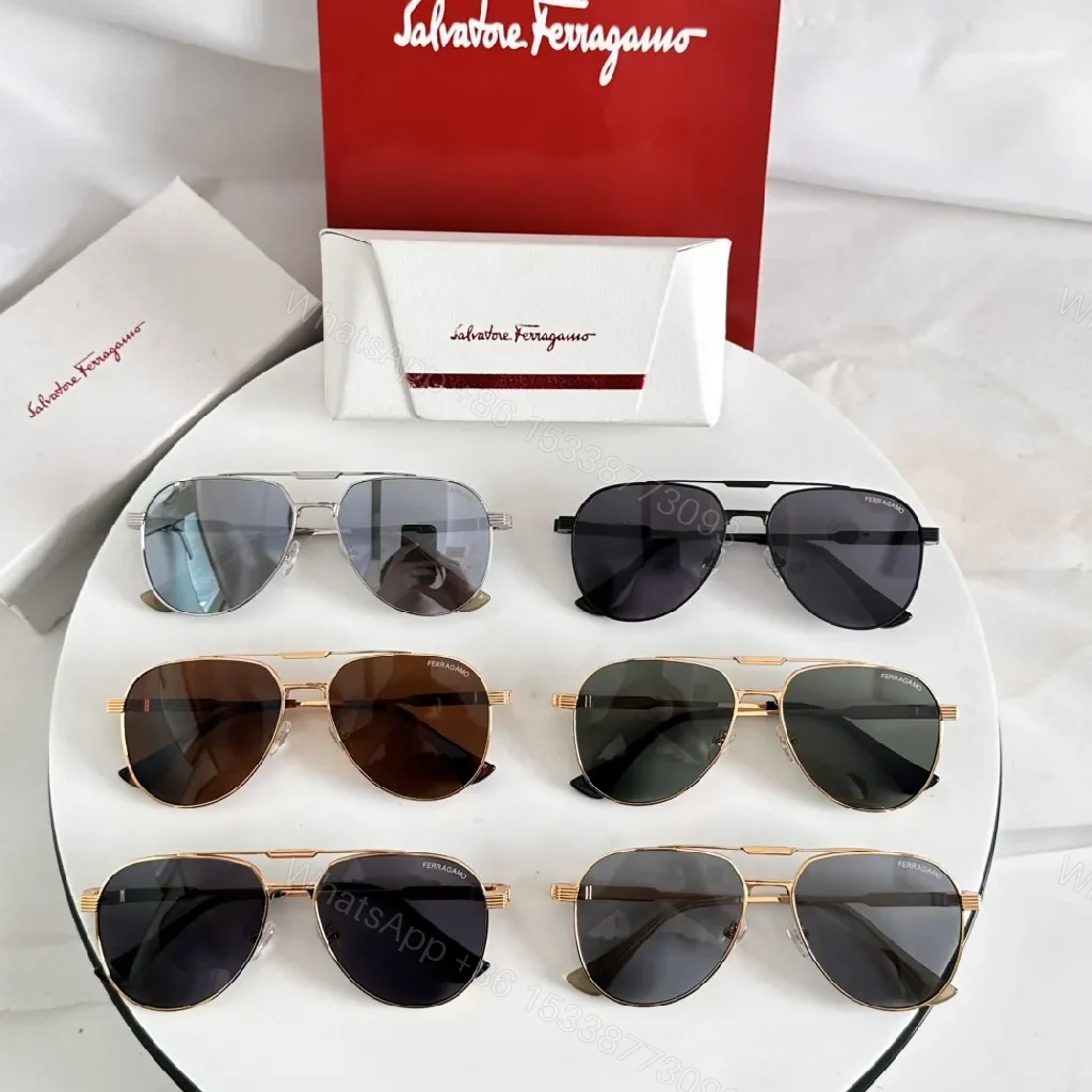 View 7 of Silver Titanium Aviators: Luxe Gradient Lenses, Modern Ferragamo-Style
