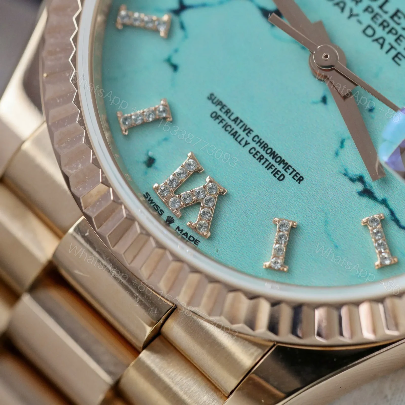 View 6 of Superclone Rolex Day-Date Turquoise Diamond Dial 128238-0071 36 mm
