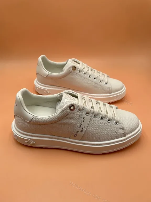 View 7 of Beige Canvas Luxe Sneakers: Subtle LV-Inspired Comfort