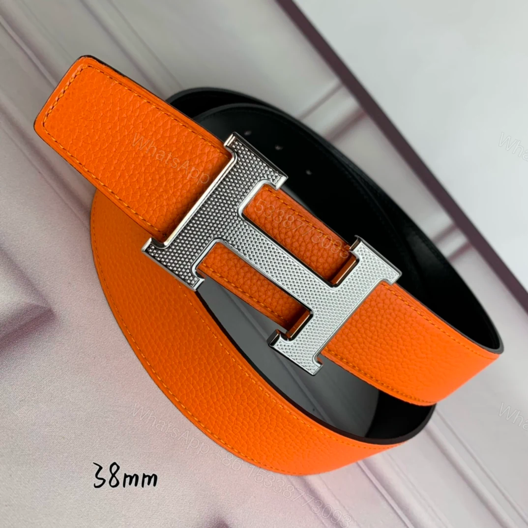 View 4 of HERMES BELT TOGO SWIFT SILOUIS VUITTONER BUCKLE ORANGE 38MM