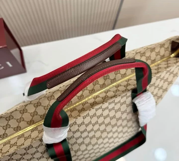 View 4 of Gucci GG Tote Bag in Sand and Dark Brown