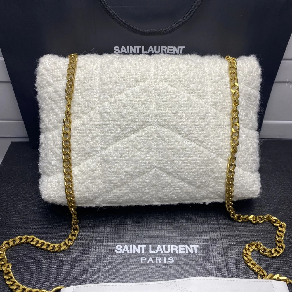 View 5 of Saint Laurent Small Loulou Boucle Bag White 23Cm