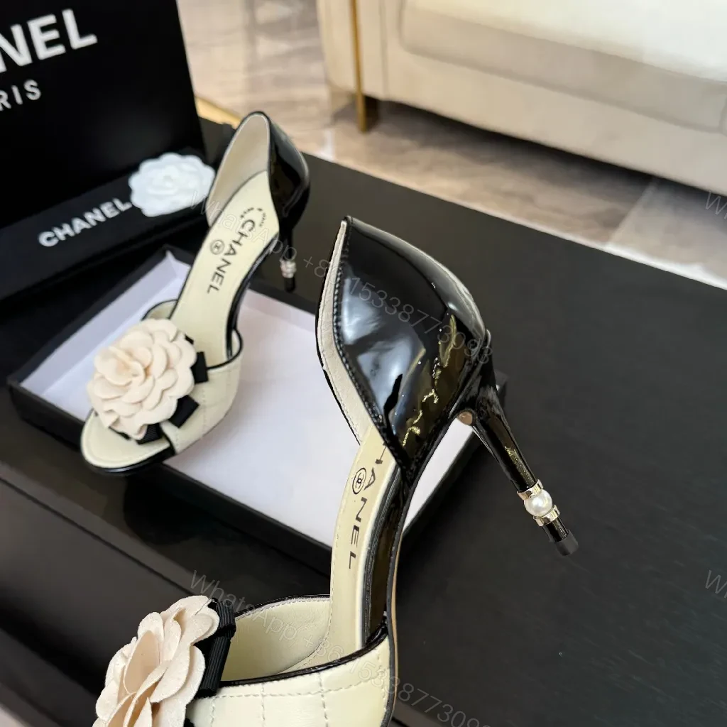 View 8 of Ivory Satin Pumps + Floral Corsage + Couture Style + Open-Toe Comfort + Pump