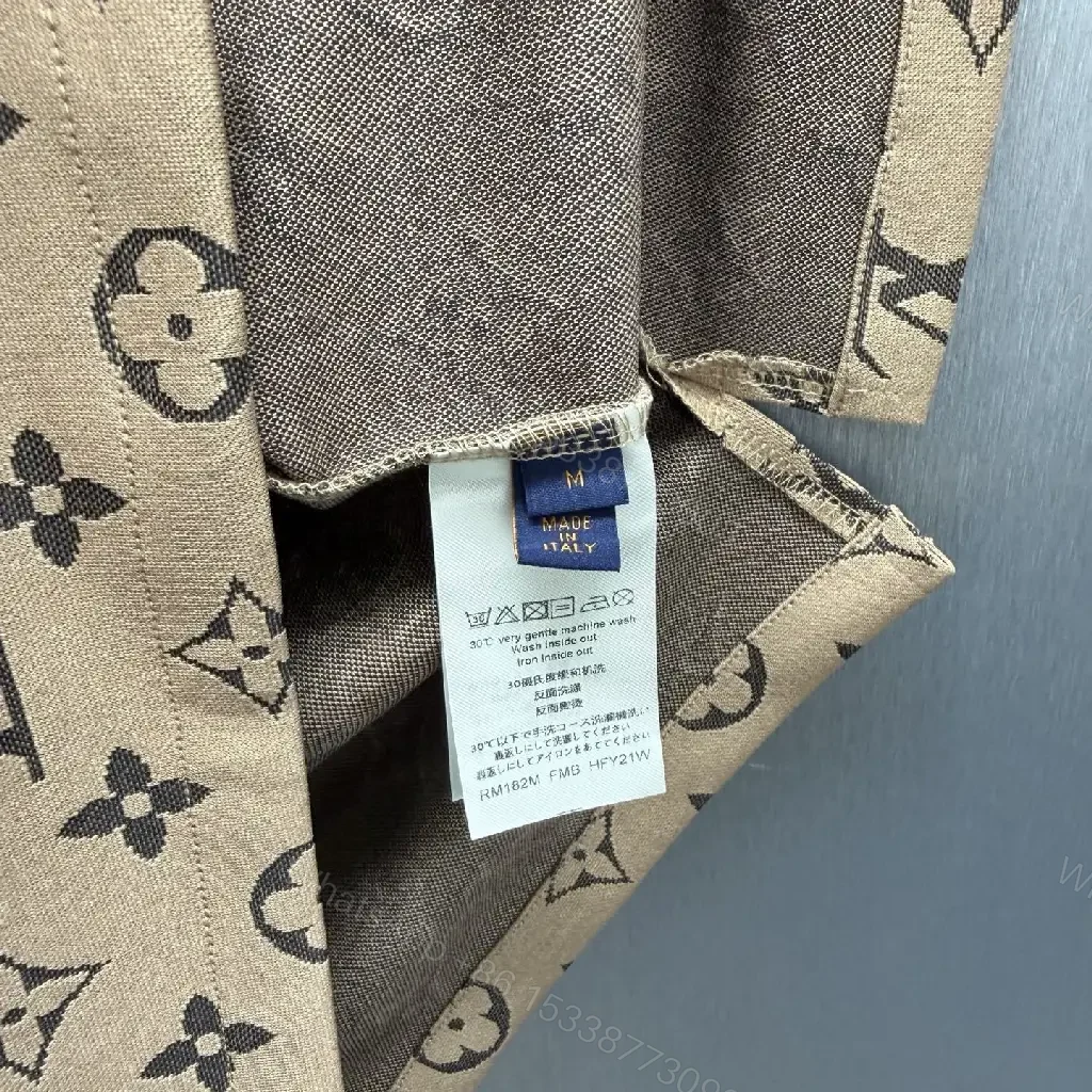View 5 of Beige Polo: LV Monogram Knit, Classic Comfort Polo Shirt