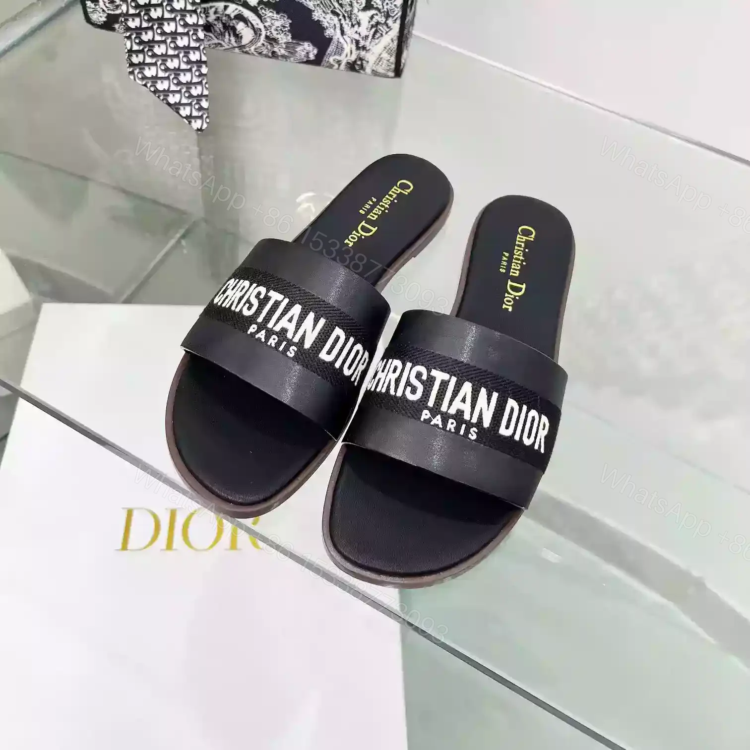Dior Dway Heeled Slide Black – SDD010 — view 1