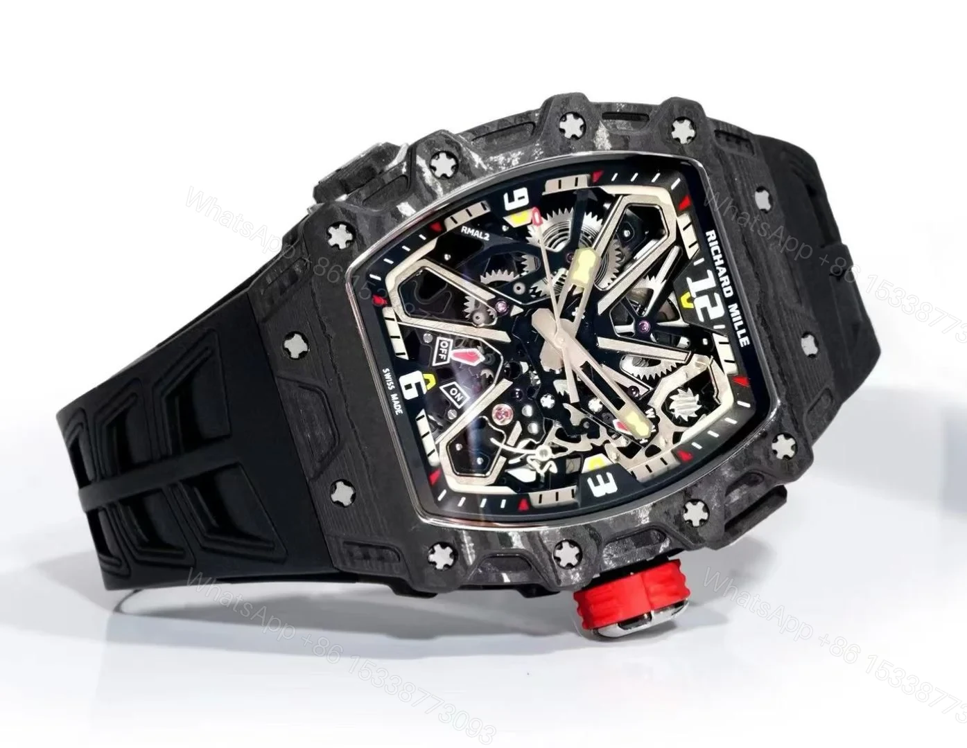 View 4 of Richard Mille RM35-03 Automatic Skeleton Watch Quartz Carbon NTPT Carbon TPT Fiber Case 13.5MM Integrated Movement Premium Edition RM35-03-QCF-AUT-35