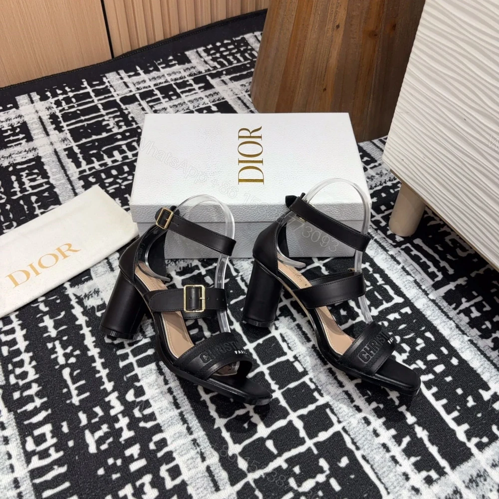 View 8 of 高仿Dior*Dway3系列KDO191高跟刺繡涼鞋黑色免檢版