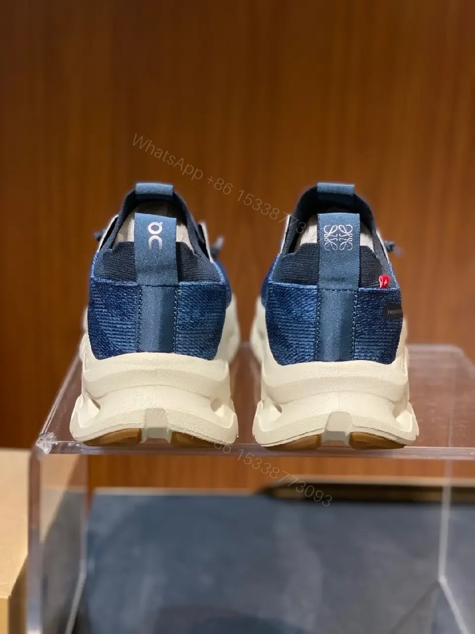 View 5 of Denim-Texture High-Top Sneakers: Everyday Luxury Comfort