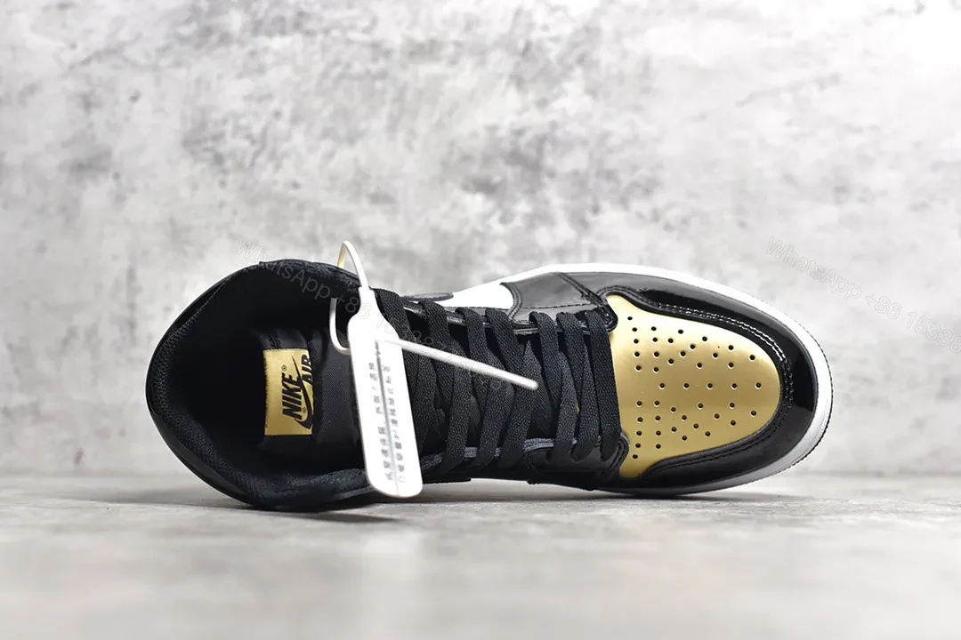 View 6 of Air Jordan 1 High Nrg Patent Gold Toe Reps