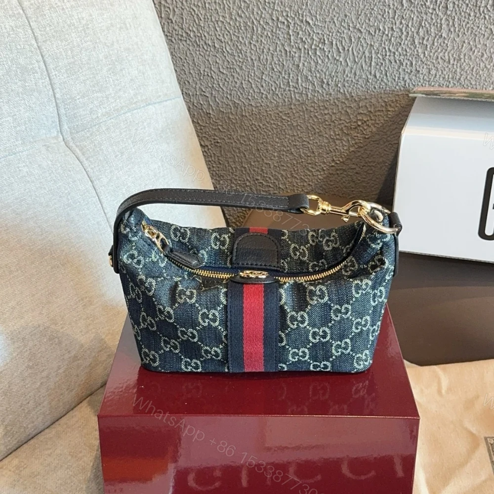 View 2 of Gucci Vanity Mini Bag Blue And White GG Denim 19cm