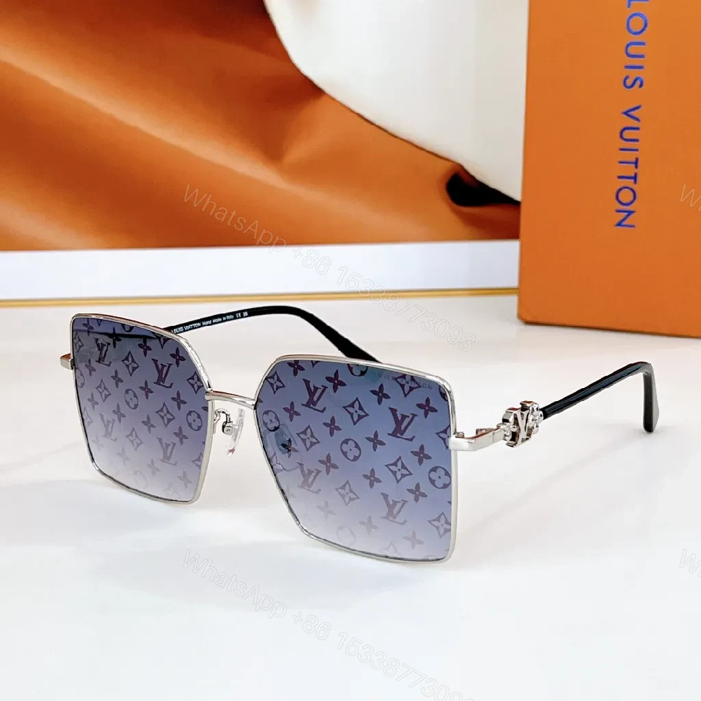 Square-Frame Sunglasses Monogram Pattern Luxury Shades — view 1