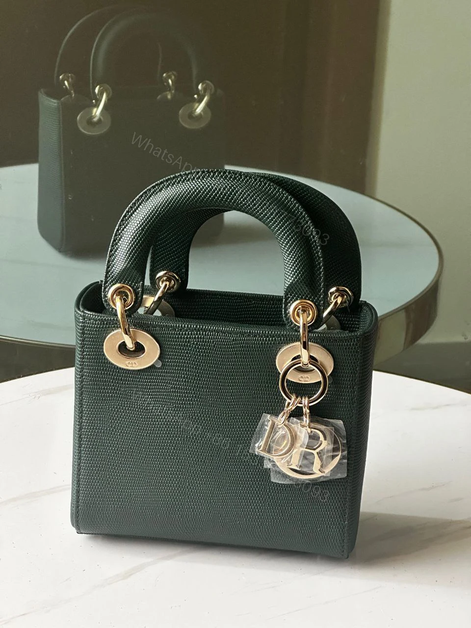 View 3 of Embossed Patent Leather Mini Lady Dior Tote