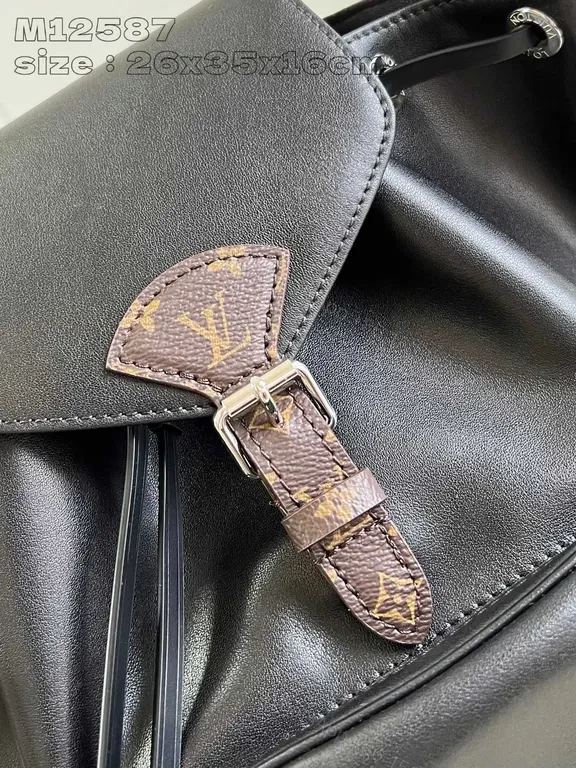 View 2 of Lux Leather Backpack: Structured, LV-Style Hardware, Day-to-Dusk