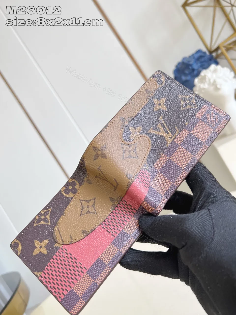 View 4 of Compact Luxe Wallet with Monogram Pattern Luxury Wallet, Two-Tone