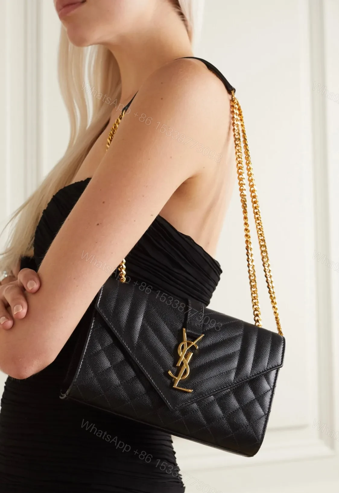 View 6 of Saint Laurent Envelope Bag Small Black