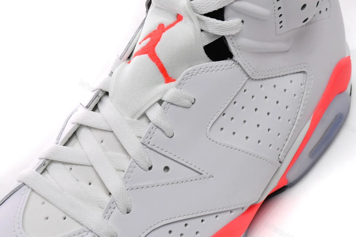 View 7 of Replica Air Jordan 6 Retro Infrared White 384664-123