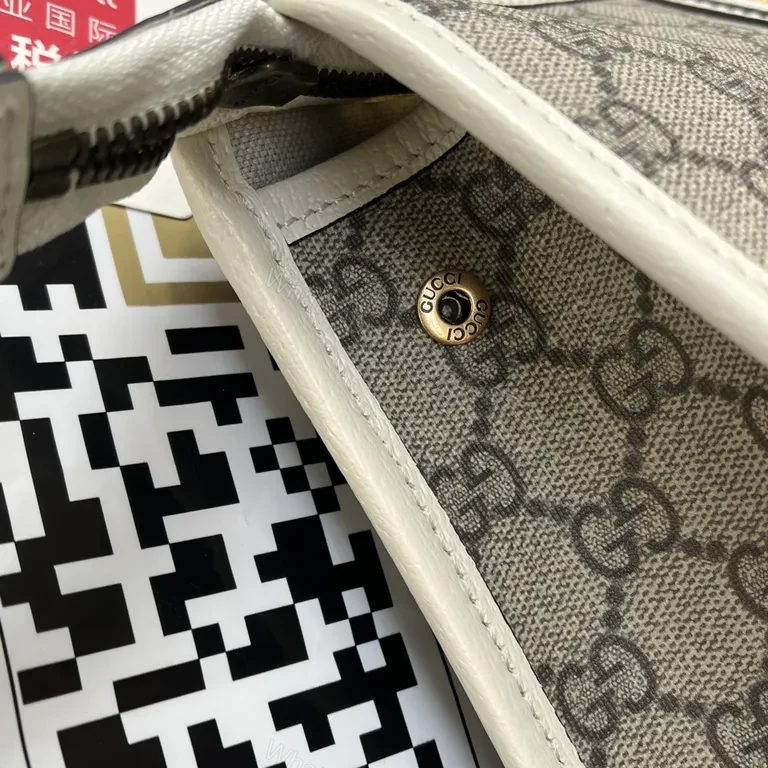 View 2 of Beige GG Ophidia Wallet: Signature Web Leather Clutch
