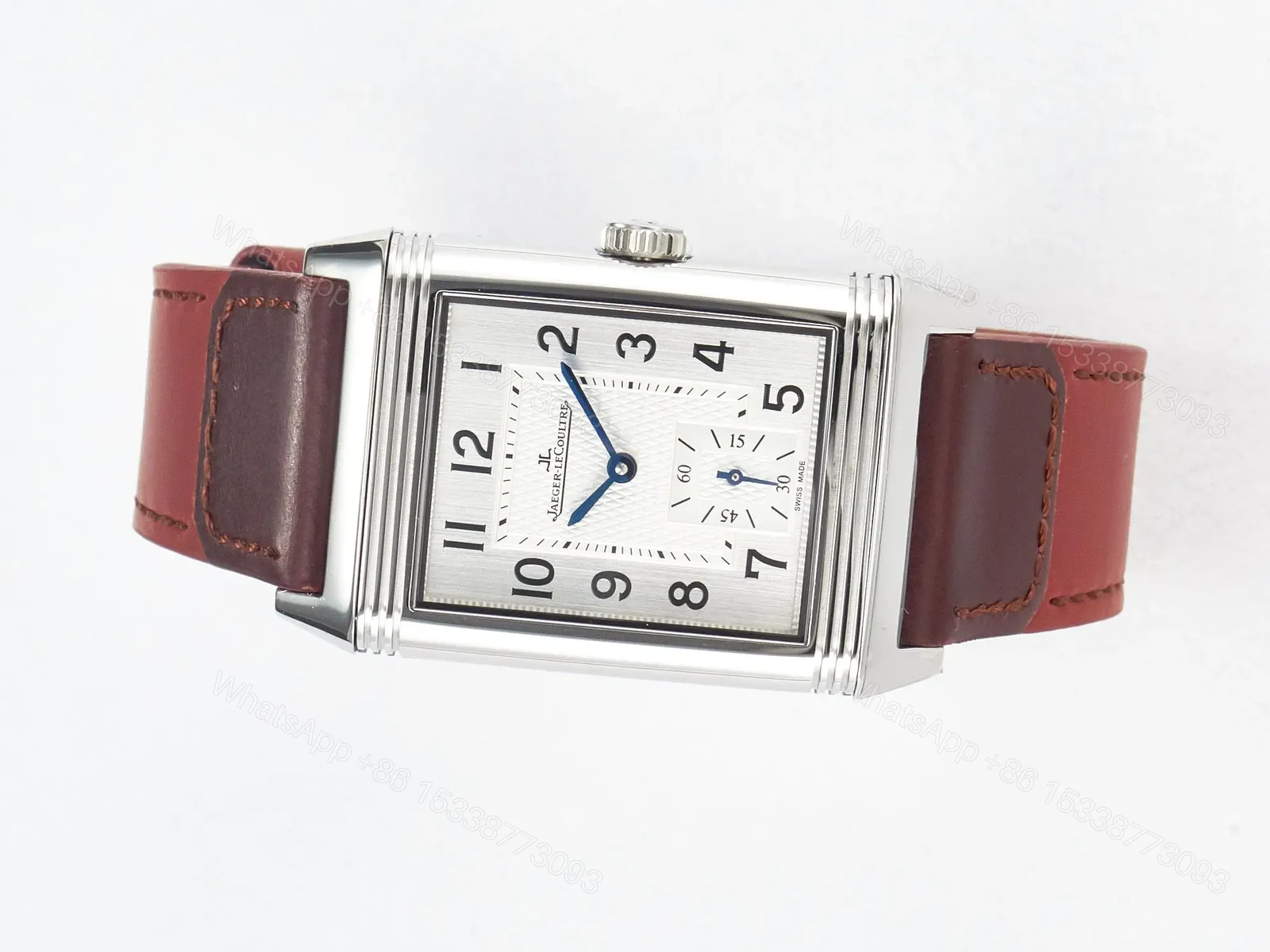 View 4 of Reverso Classic Duoface Small Seconds SS MGF Best Edition White Guilloché Dial on Red Leather Strap A854A