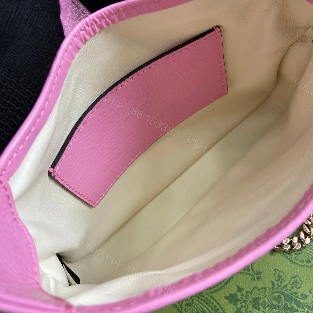 View 5 of JACKIE NOTTE MINI BAG 19 IN PINK CRACKED LACQUER CALFSKIN GOLD HARDWARE
