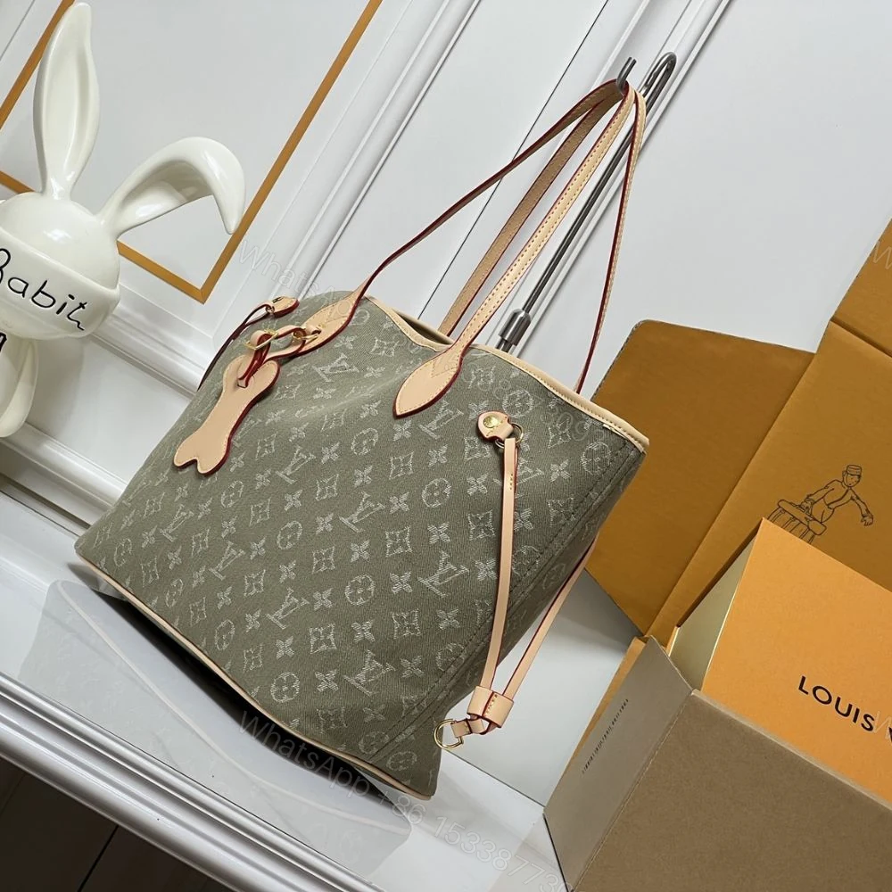 View 8 of Louis Vuitton Neverwoof MM Khaki Denim 31Cm