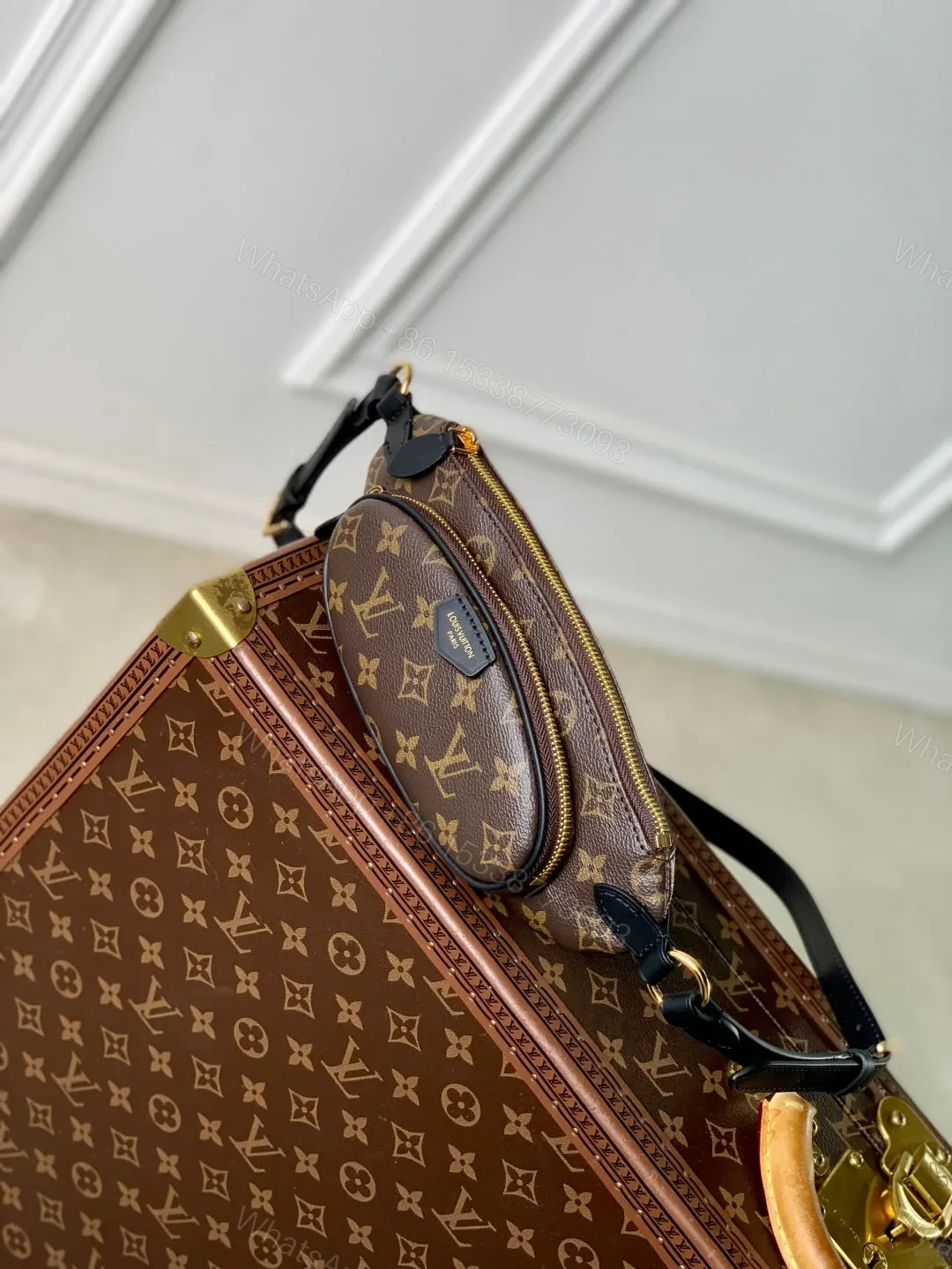 View 3 of LV KEEPIT BUMBAG 29 IN BROWN DAMIER AZUR COATED MONOGRAM CANVAS