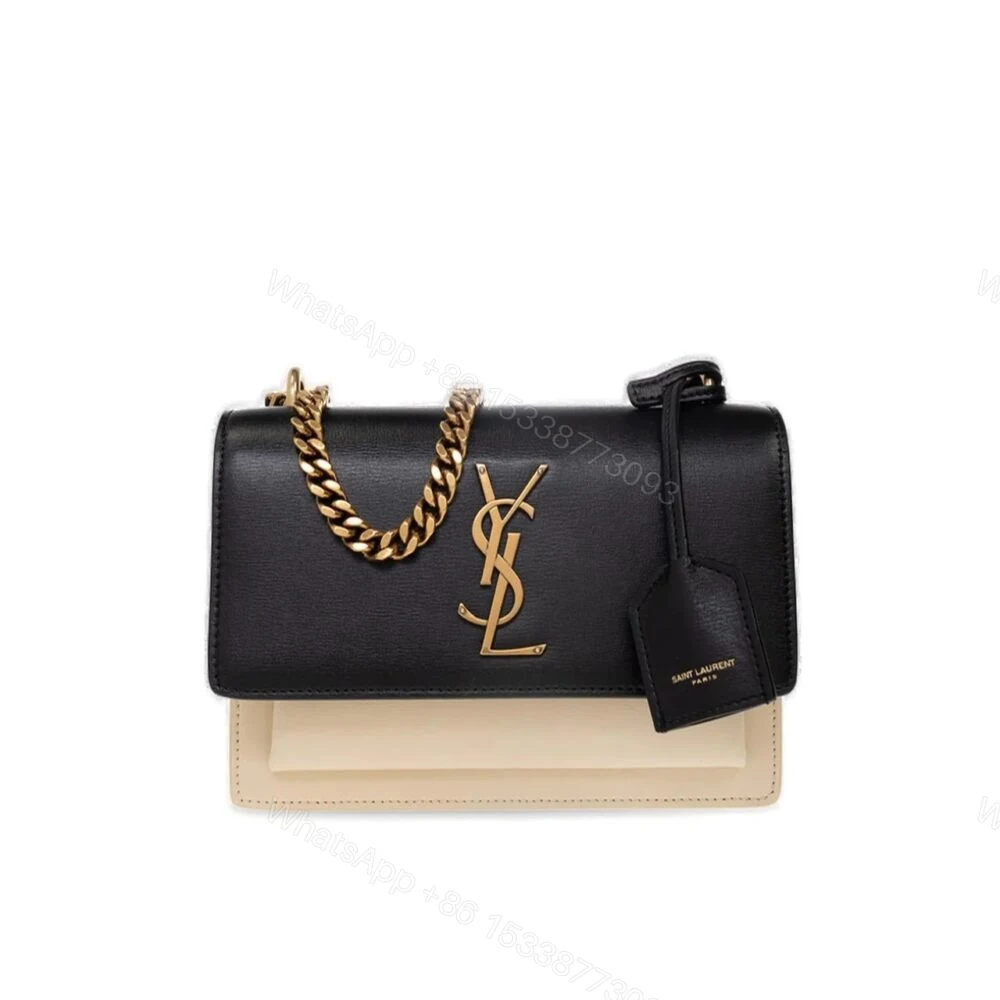 Saint Laurent Sunset Medium Chain Bag In Smooth Black And Beige 22Cm 442906D42EW1089 — view 1