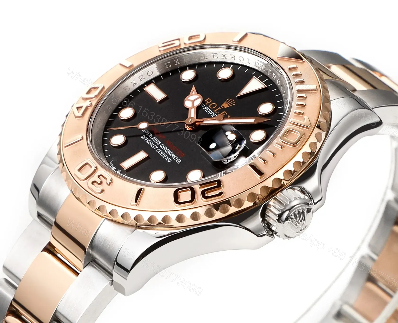 View 3 of OW Factory Clean Factory Rolex Yacht-Master Two-Tone Black Dial