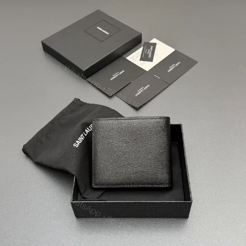 View 8 of Compact Black Pebble Leather Wallet: Minimal Luxury Style