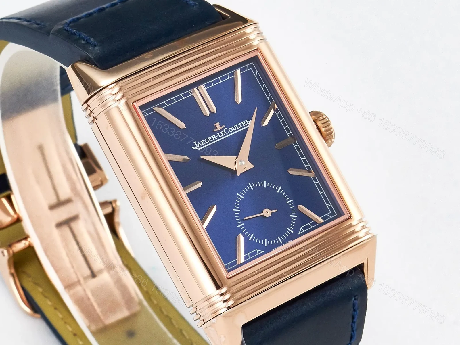 View 6 of Reverso Tribute Duoface Small Seconds RG MGF Best Edition Blue Dial on Blue Leather Strap A854A